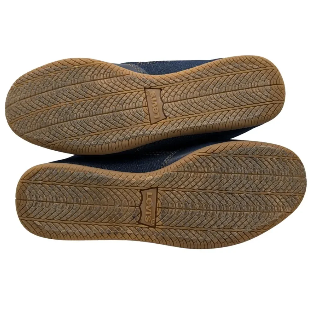 Levi's Navy Blue Tan Canvas Sneaker Size Mens 9